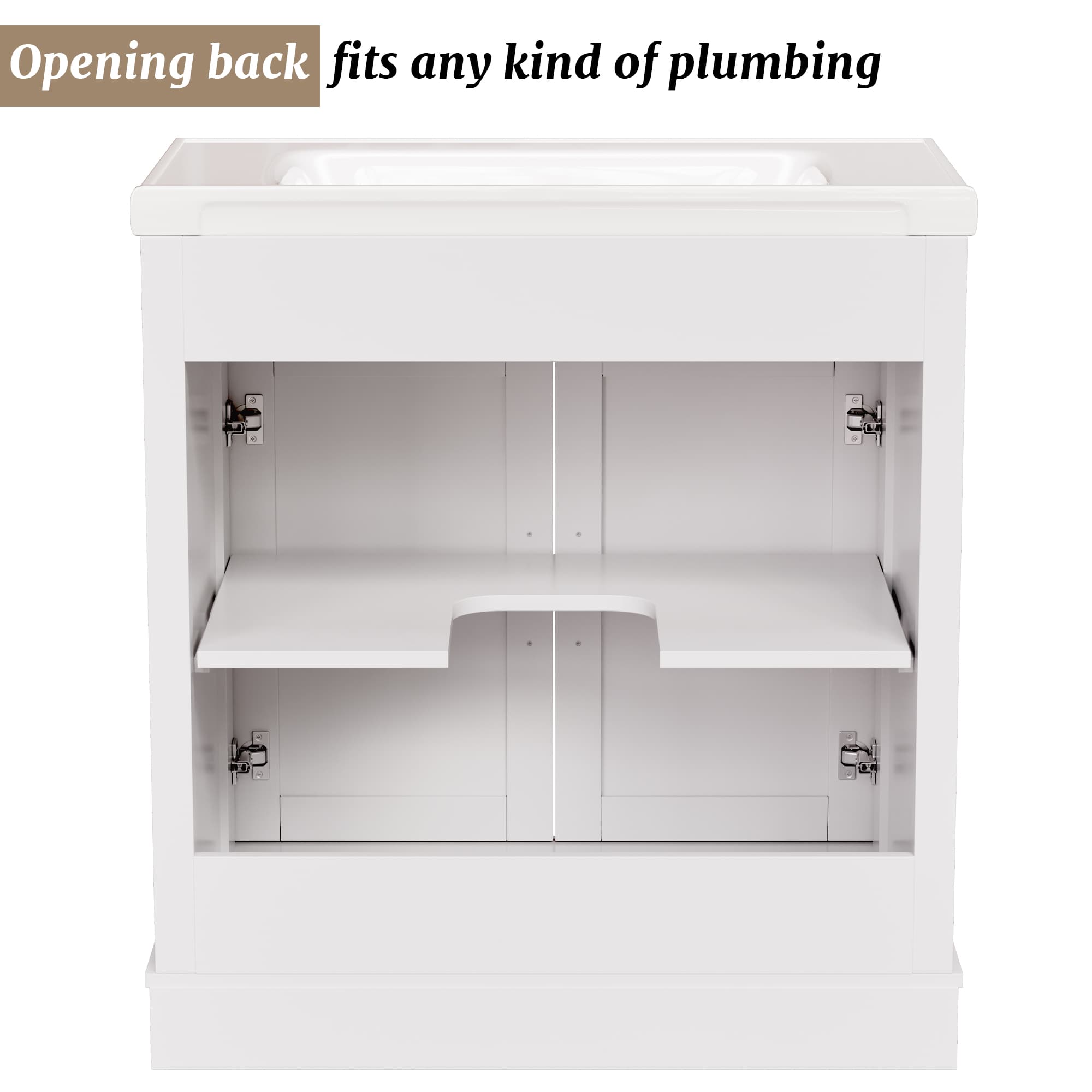 Hudson 30" Freestanding Bathroom Vanity with White Ceramic Sink, Drawer Storage and Backsplash