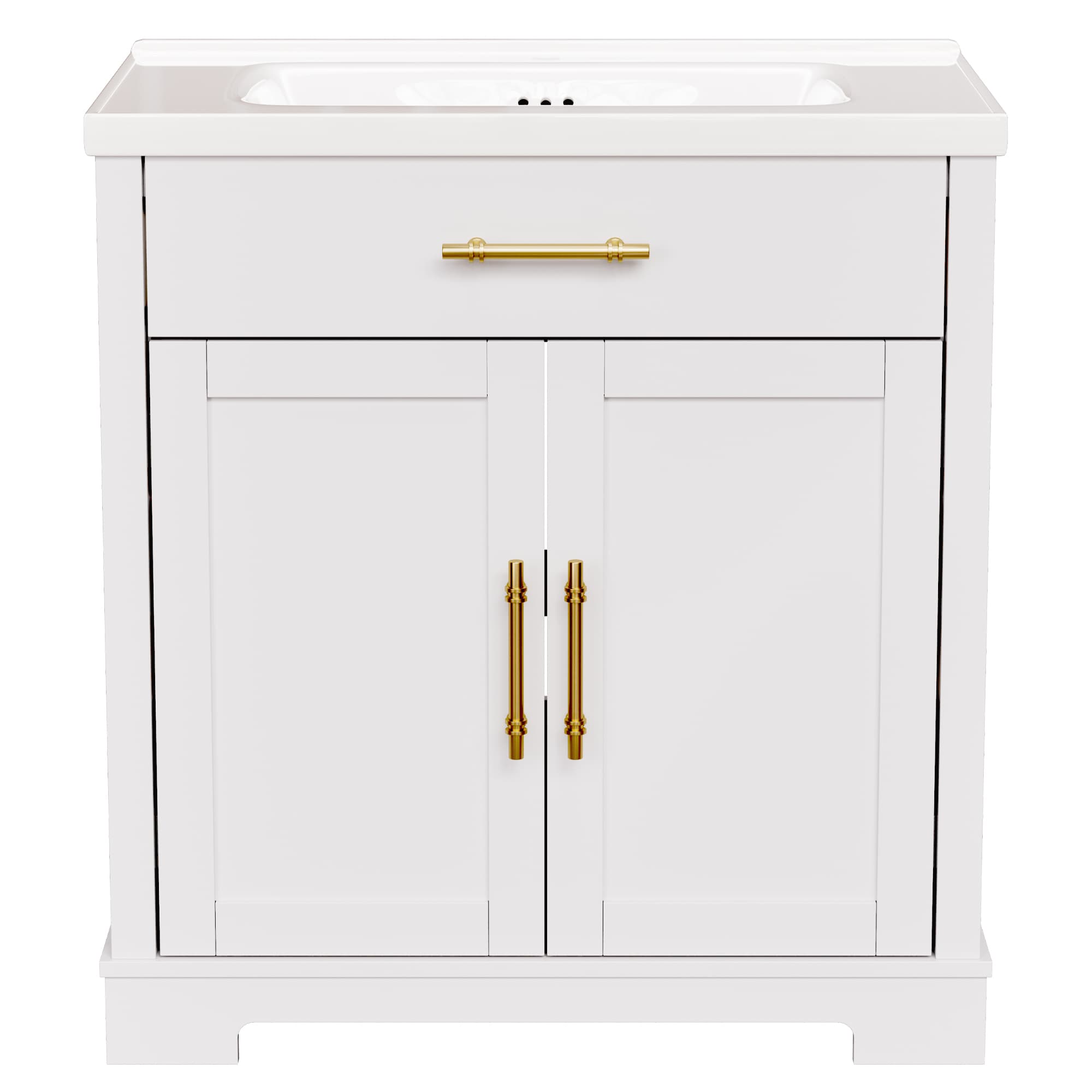 Hudson 30" Freestanding Bathroom Vanity with White Ceramic Sink, Drawer Storage and Backsplash