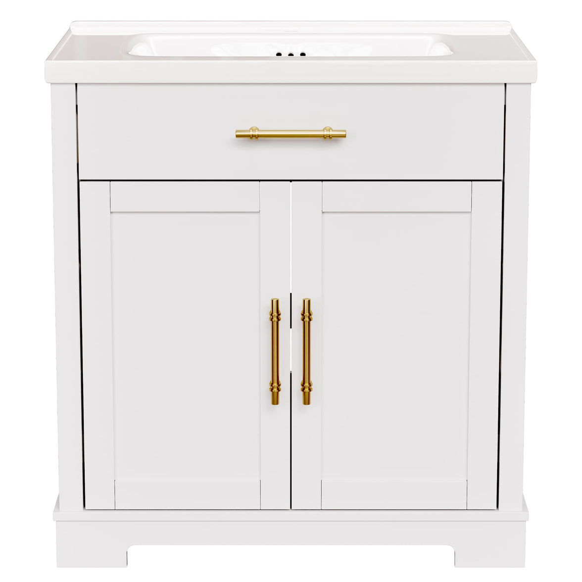 Hudson 30" Freestanding Bathroom Vanity with White Ceramic Sink, Drawer Storage and Backsplash