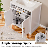 Hudson 30" Freestanding Bathroom Vanity with White Ceramic Sink, Drawer Storage and Backsplash