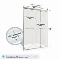 Core 44 to 48 inch brushed nickel framed double sliding shower door dimensions
