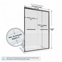 Core 44 to 48 inch matte black framed double sliding shower door dimensions
