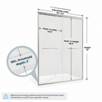 Core 50 to 54 inch brushed nickel framed double sliding shower door dimensions