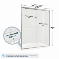 Core 56 to 60 inch brushed nickel framed double sliding shower door dimensions