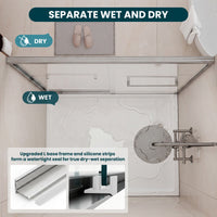 Watertight base frame and seal detail on Core brushed nickel shower door