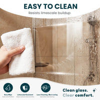 Easy-to-clean tempered glass on Core framed sliding shower door