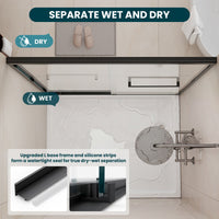 Watertight base frame and seal detail on Core matte black shower door