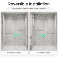 Jade 57"-60" W x 76" H Semi-Frameless Single Sliding Shower Door with 3/8"(10mm) Tempered Clear Glass