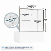 Core 56 to 60 inch brushed nickel framed double sliding bathtub door dimensions