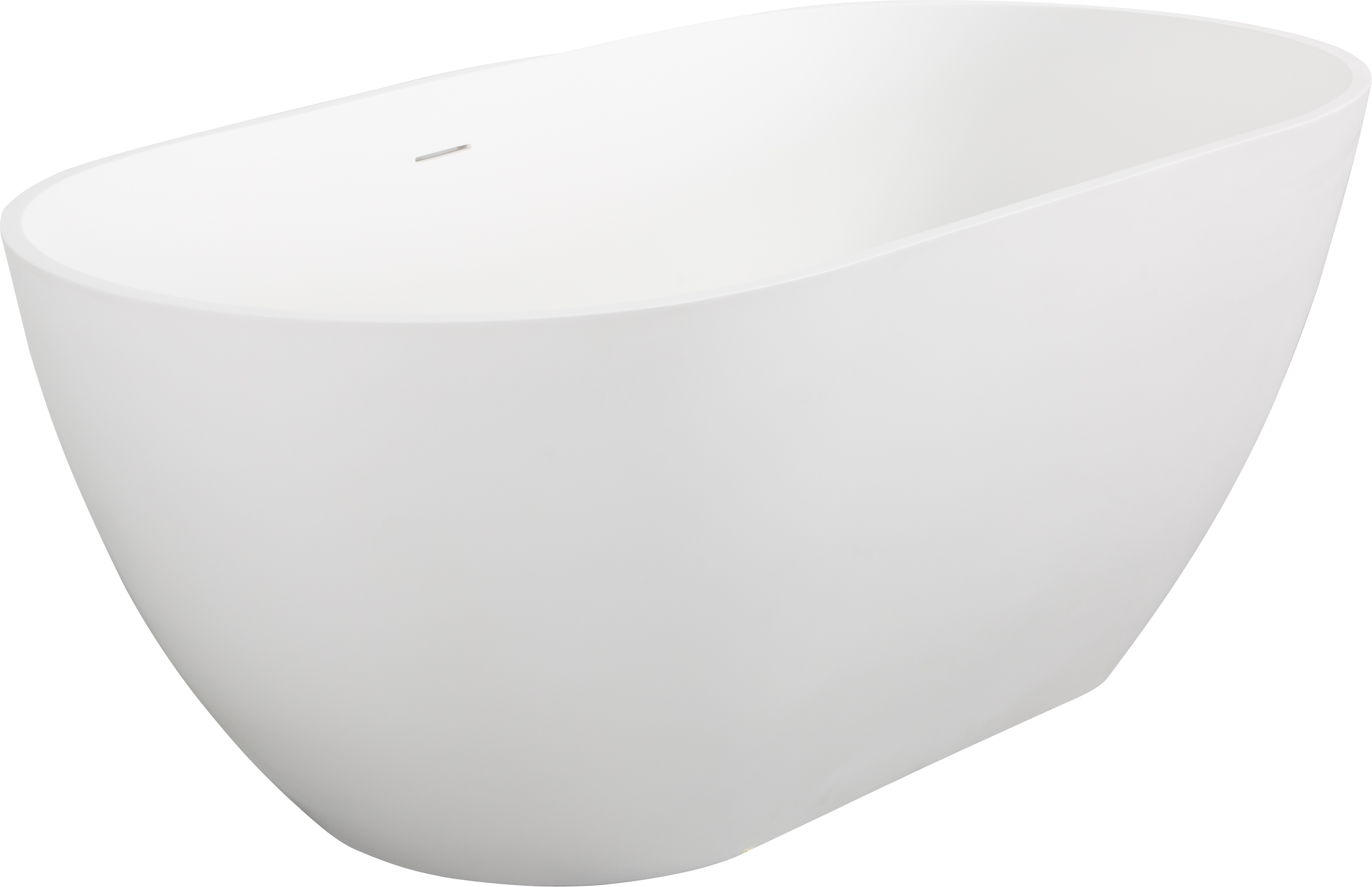 59" Freestanding Solid Surface Bathtub with Pop-Up Drain and Overflow in Matte White