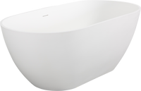 59" Freestanding Solid Surface Bathtub with Pop-Up Drain and Overflow in Matte White