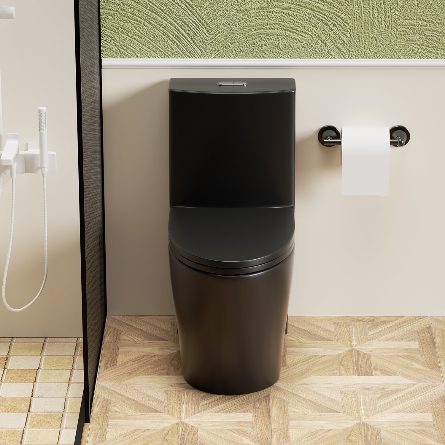 One-Piece Elongated Toilet with 1.1/1.6 GPF Dual Flush, 17" ADA Height and Soft-Close Seat