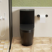 One-Piece Elongated Toilet with 1.1/1.6 GPF Dual Flush, 17" ADA Height and Soft-Close Seat