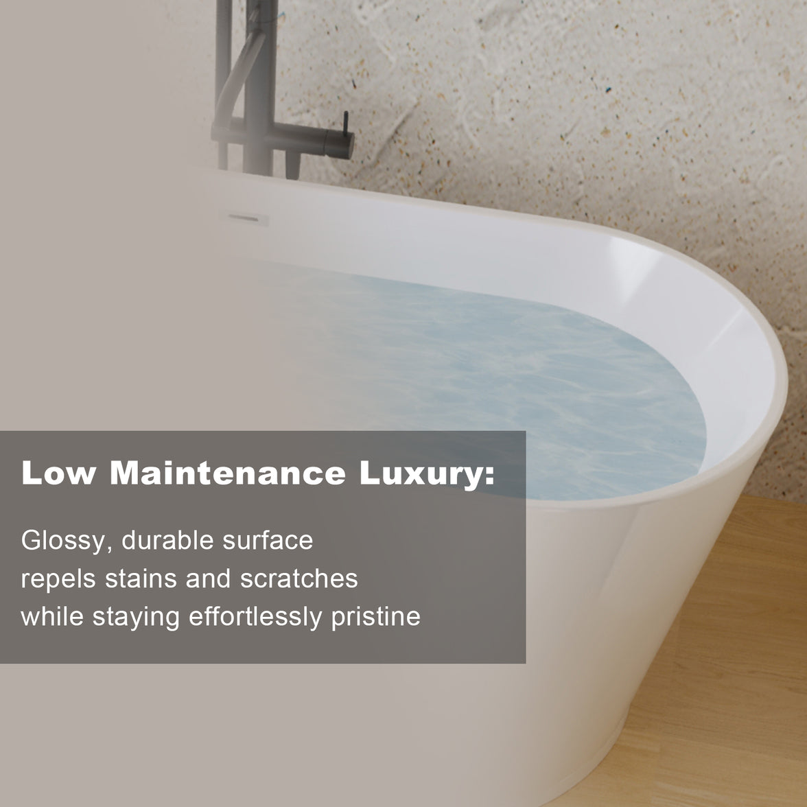 59" Acrylic Freestanding Soaking Bathtub with Center Drain and Overflow in White