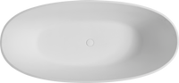 65" Freestanding Solid Surface Bathtub with Pop-Up Drain and Overflow in Matte White