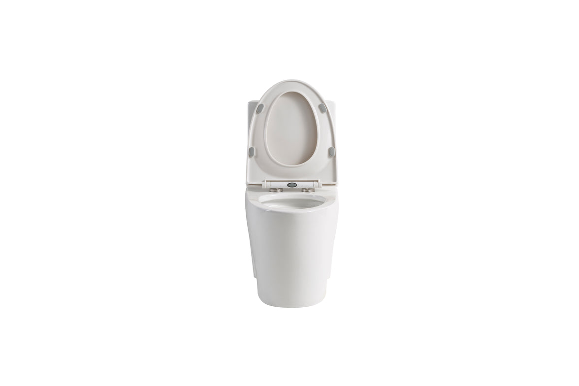 One-Piece Elongated Toilet with 1.1/1.6 GPF Dual Flush, 17" ADA Height and Soft-Close Seat