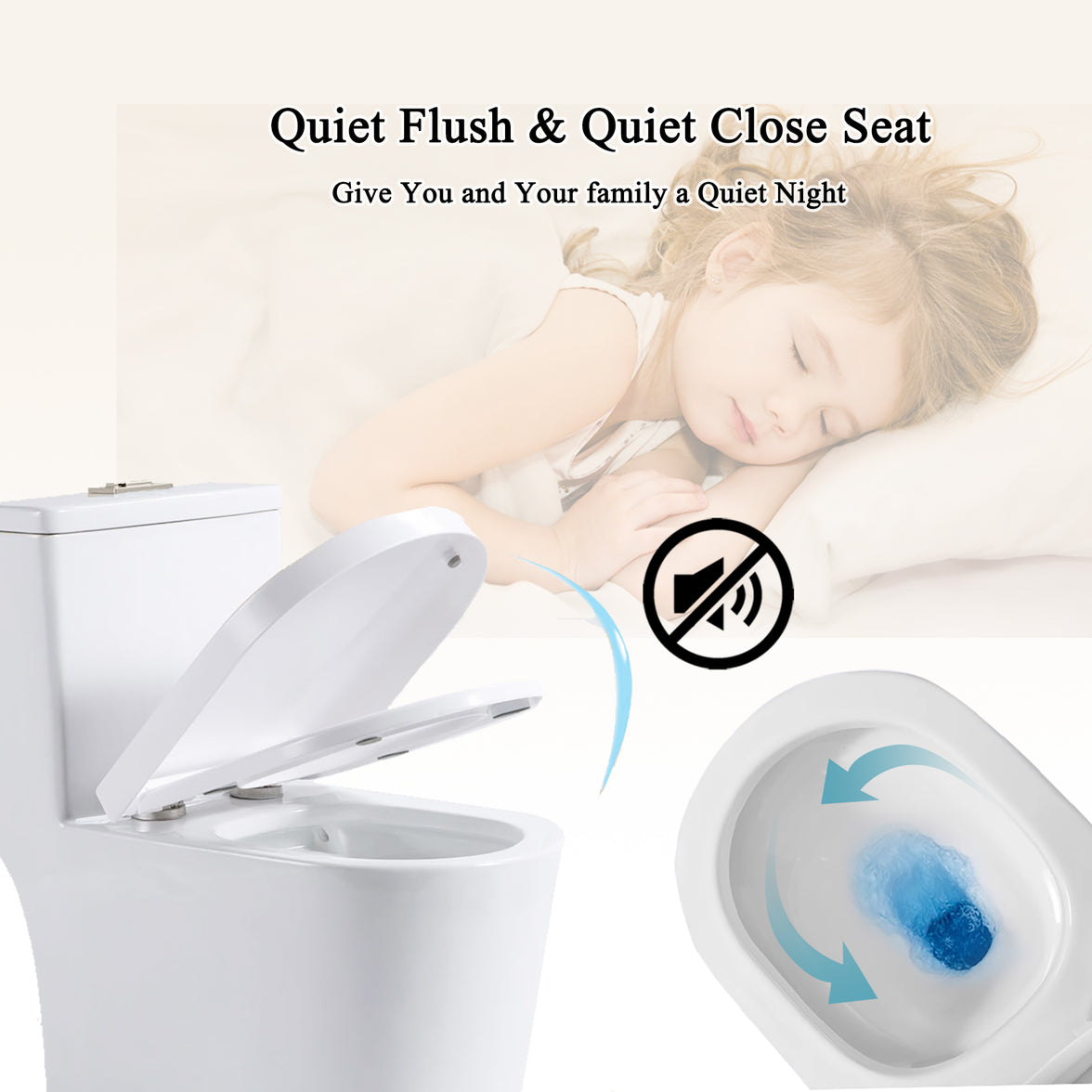 23" Compact One-Piece Toilet with 0.8/1.6 GPF Dual Flush and Soft-Close Seat in White