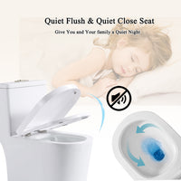 23" Compact One-Piece Toilet with 0.8/1.6 GPF Dual Flush and Soft-Close Seat in White