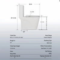 One-Piece Elongated Toilet with 1.1/1.6 GPF Dual Flush, 17" ADA Height and Soft-Close Seat