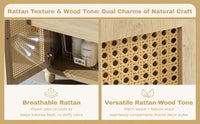 30" Freestanding Bathroom Vanity with Resin Sink, Rattan Doors and Soft-Close Storage