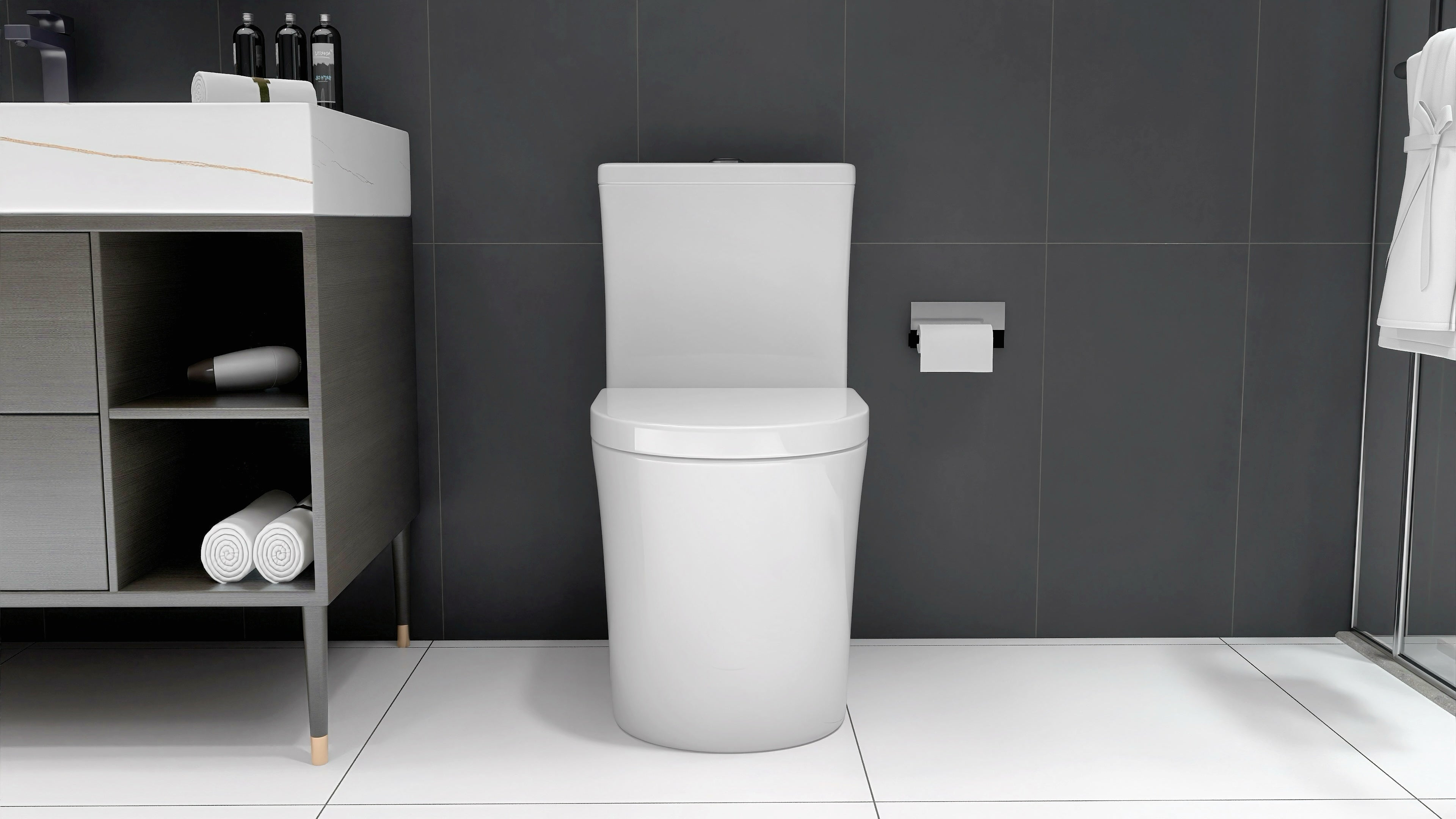 23" Compact One-Piece Toilet with 0.8/1.6 GPF Dual Flush and Soft-Close Seat in White
