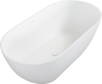 59" Freestanding Solid Surface Bathtub with Pop-Up Drain and Overflow in Matte White