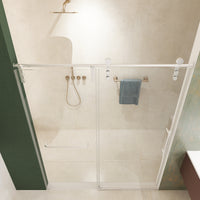Jade 56"-60" W x 76" H Frameless Single Sliding Shower Door with 5/16"(8mm) Tempered Glass with Towel Bar
