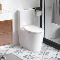 One-Piece Elongated Toilet with 1.1/1.6 GPF Dual Flush, 17" ADA Height and Soft-Close Seat