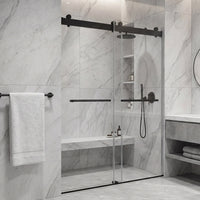 Astra 48"-52" or 60"-64" W x 76" H Frameless Double Sliding Shower Door with 5/16"(8mm) Tempered Clear Glass and Stainless Steel Hardware