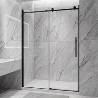 Frameless Double Sliding Shower Door with Side Panel & Single Handle, 76" High x Adjustable 60"-64" Wide  Stainless Steel 8mm