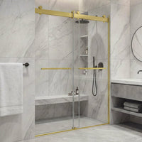 Astra 60"-64" W x 60" H Frameless Double Sliding Shower Door with 5/16"(8mm) Tempered Clear Glass and Stainless Steel Hardware