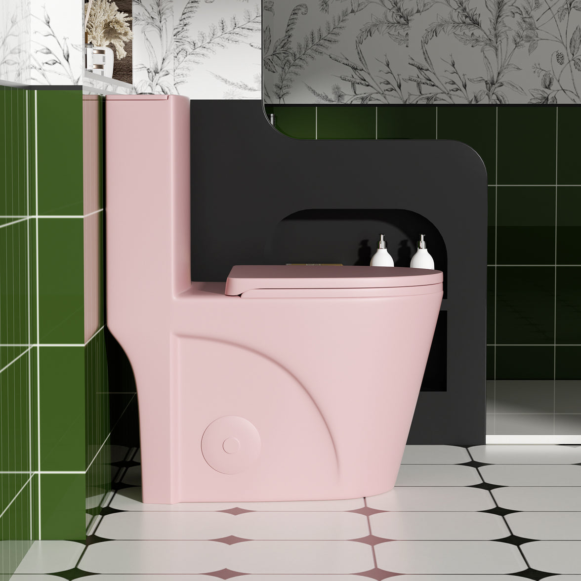 One-Piece Elongated Toilet with 1.1/1.6 GPF Dual Flush, 17" ADA Height and Soft-Close Seat