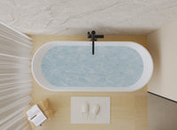 67" Acrylic Freestanding Soaking Bathtub with Pop-Up Drain and Overflow in Gloss White