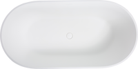 59" Freestanding Solid Surface Bathtub with Pop-Up Drain and Overflow in Matte White