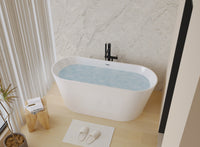 67" Acrylic Freestanding Soaking Bathtub with Pop-Up Drain and Overflow in Gloss White