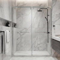 48–52" or 60–64" W x 76" H Matte Black Framed Bypass Shower Door with 5/16"(8mm) Tempered Clear Glass