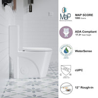 One-Piece Elongated Toilet with 1.1/1.6 GPF Dual Flush, 17" ADA Height and Soft-Close Seat
