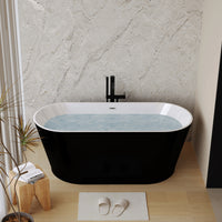 59" Acrylic Freestanding Soaking Bathtub with Pop-Up Drain and Overflow