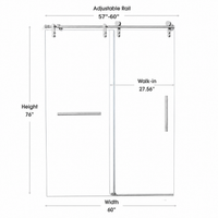 Jade 57–60 x 76 in. Frameless Single Sliding Shower Door Dimensions