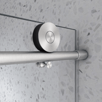 Brushed nickel roller detail on Jade sliding bathtub door