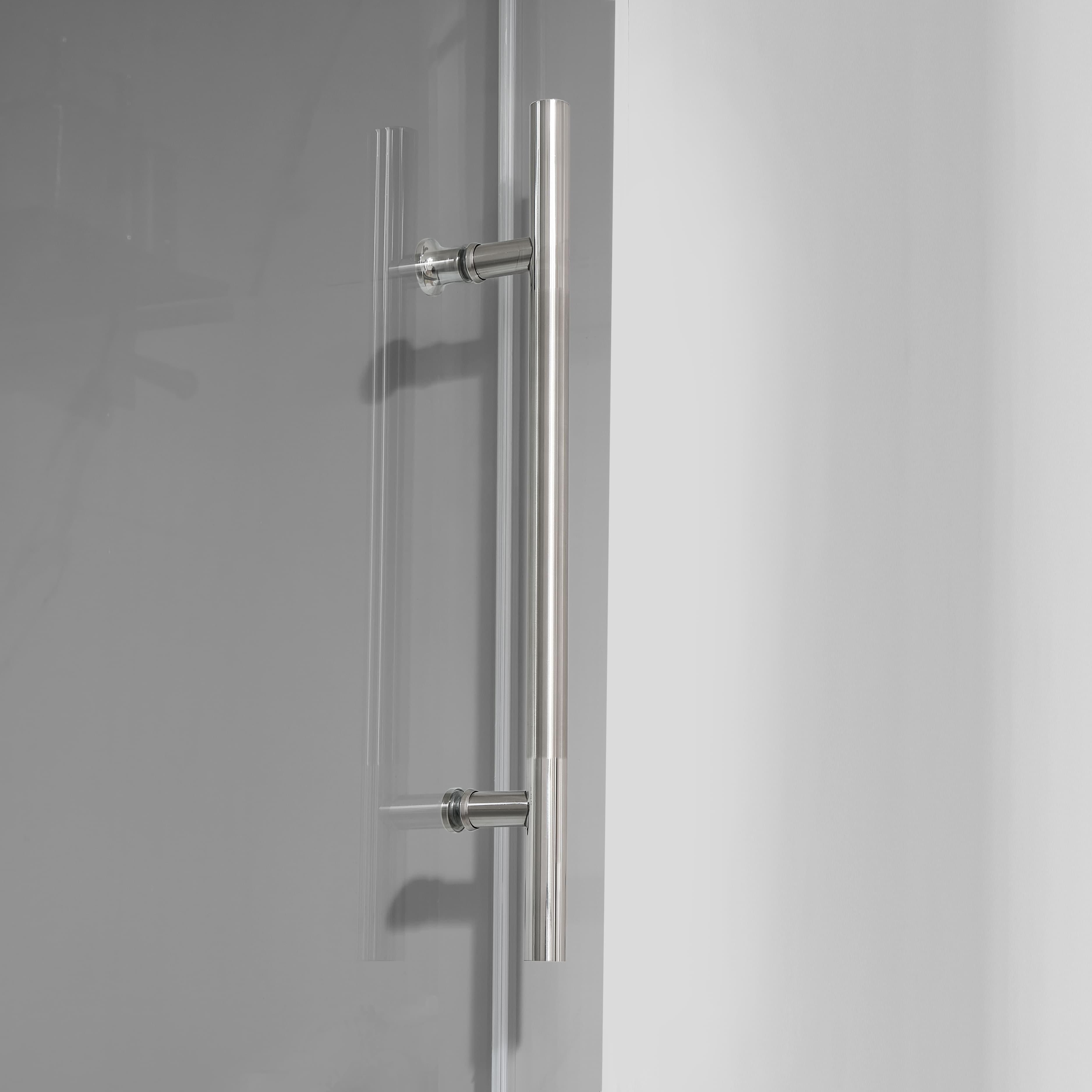 Stainless steel towel bar detail on Jade brushed nickel  shower door