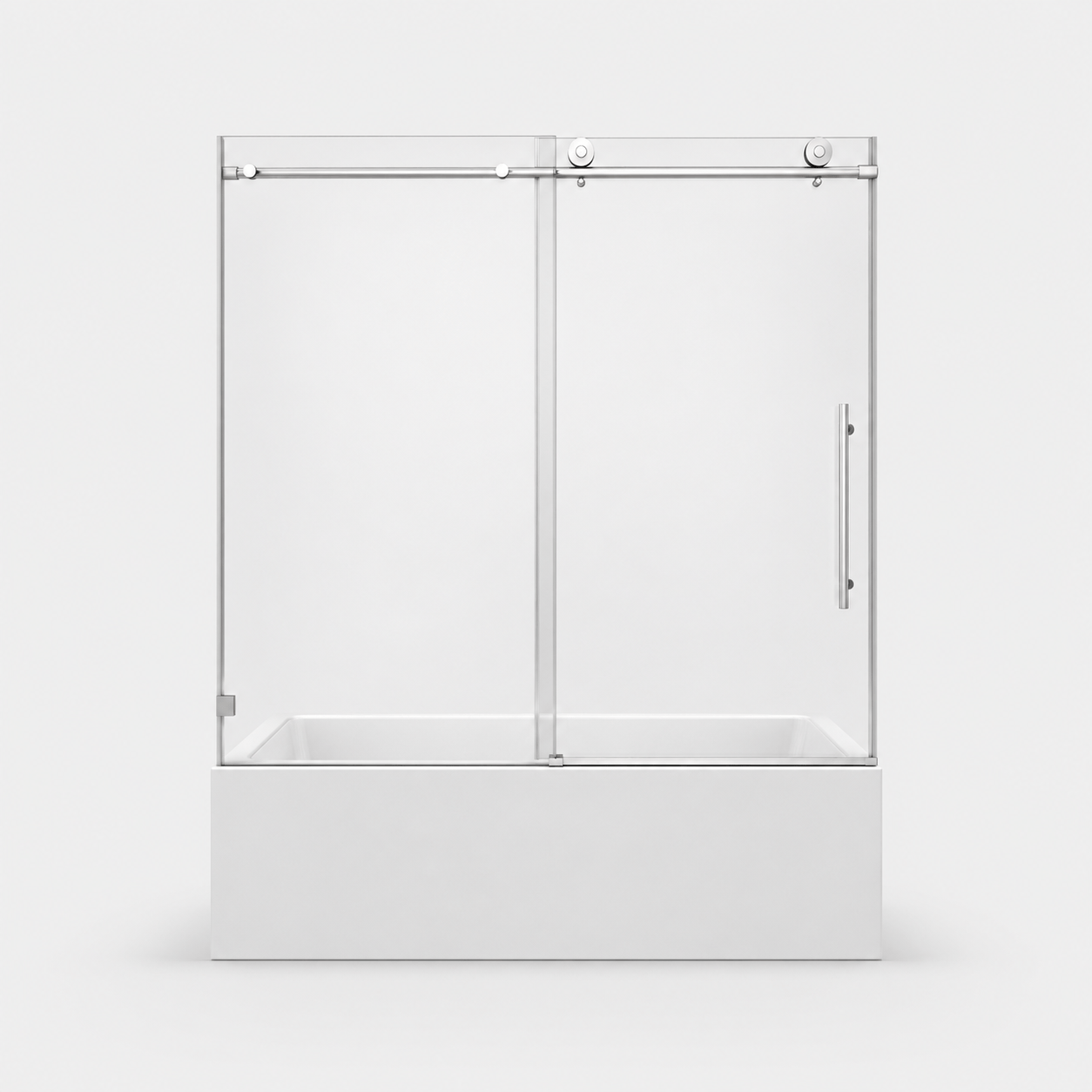Jade frameless single sliding bathtub door front view
