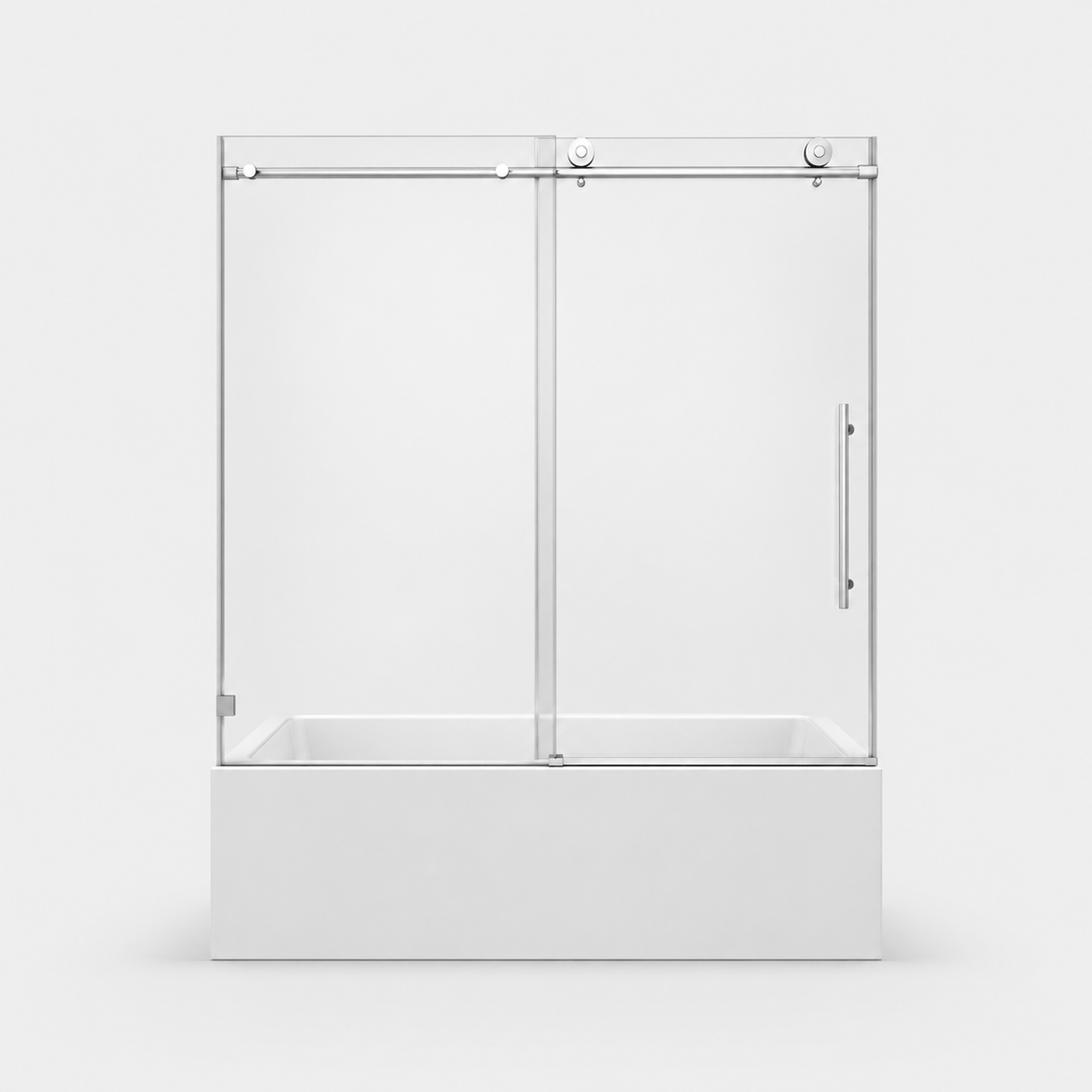 Jade frameless single sliding bathtub door front view