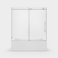 Jade frameless single sliding bathtub door front view
