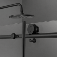 Stainless steel sliding roller detail on Jade matte black frameless shower door
