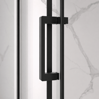 Stainless steel towel bar detail on Jade matte black shower door