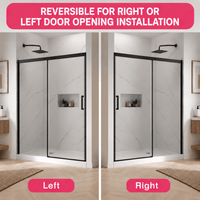 Jade matte black frameless sliding shower door reversible installation options