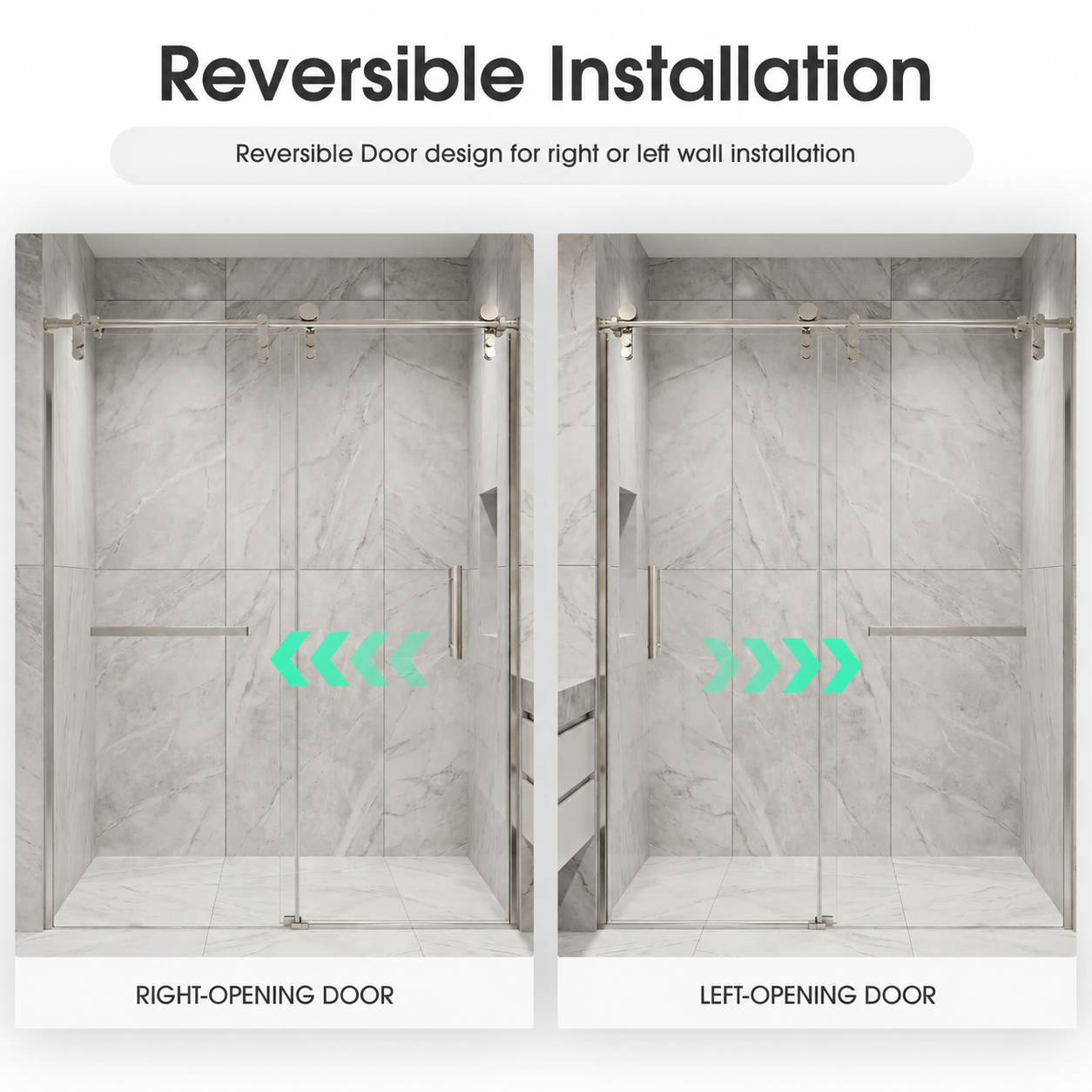 Jade 57"-60" W x 76" H Frameless Single Sliding Shower Door with 5/16"(8mm) Tempered Clear Glass in Brushed Nickel
