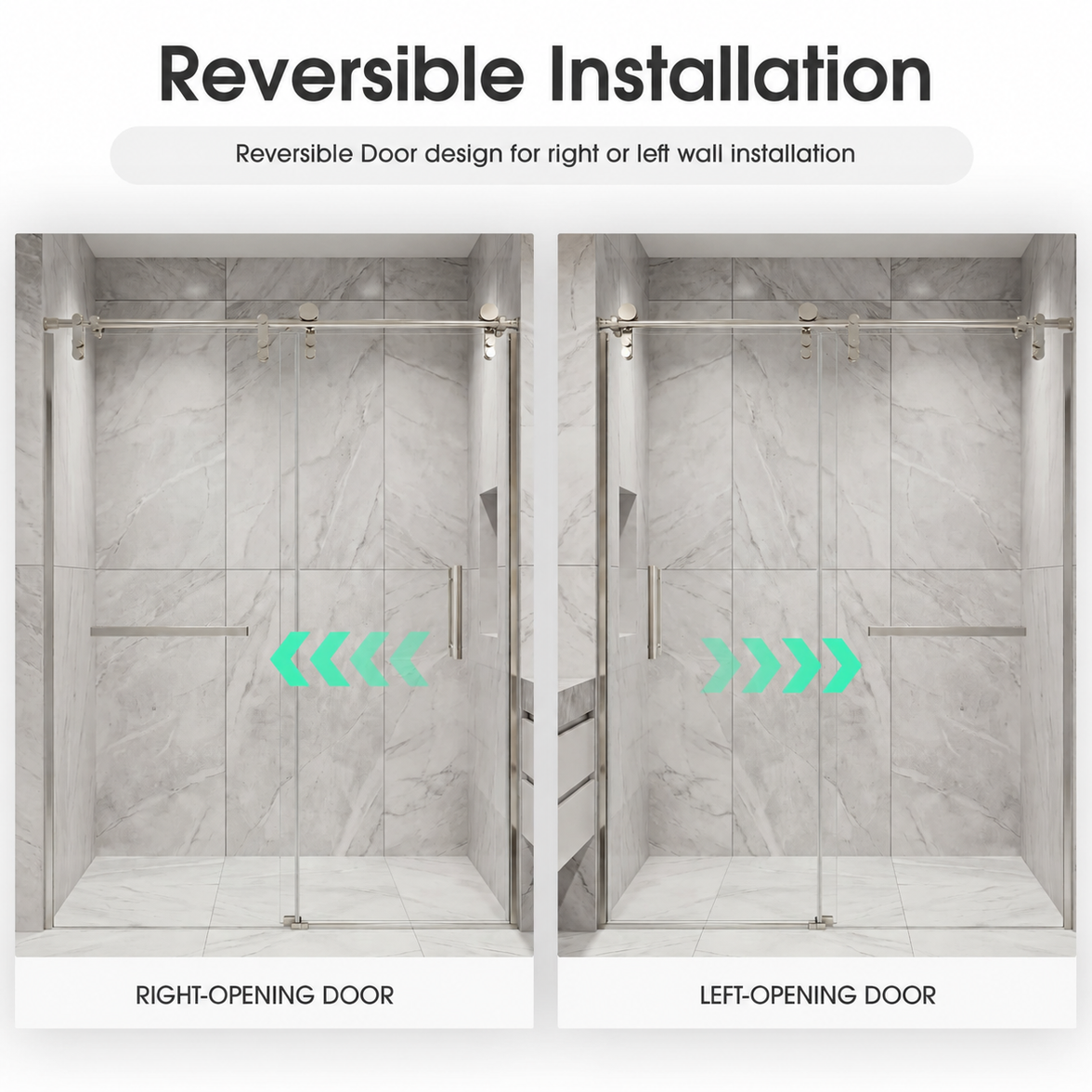 Jade 57"-60" W x 76" H Frameless Single Sliding Shower Door with 5/16"(8mm) Tempered Clear Glass in Brushed Nickel