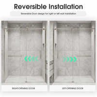 Jade 57"-60" W x 76" H Frameless Single Sliding Shower Door with 5/16"(8mm) Tempered Clear Glass in Brushed Nickel